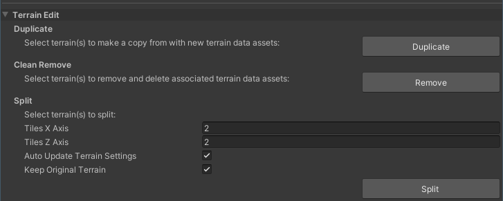 Terrain edit options