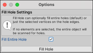 Fill Hole options