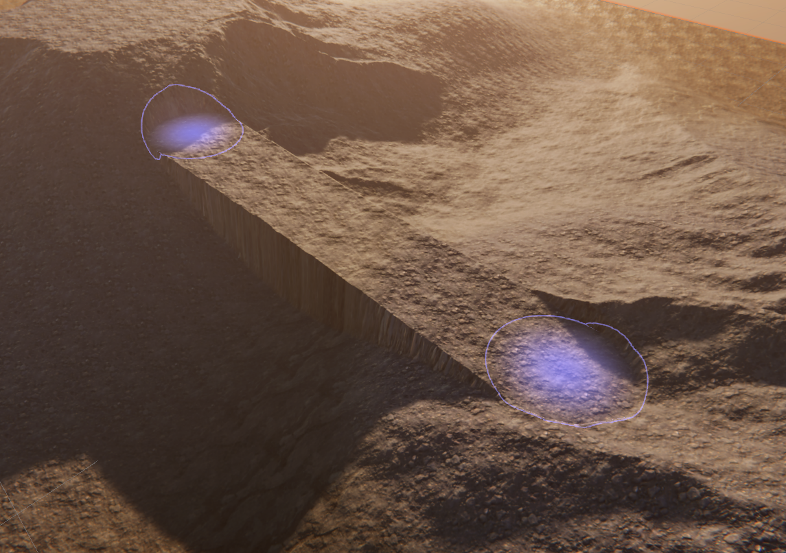 A land bridge between two hills on a terrain