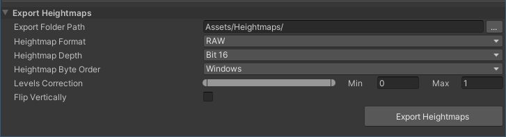 Export heightmaps tool