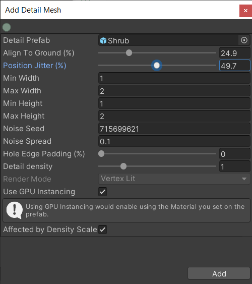 The Add Detail Mesh dialog