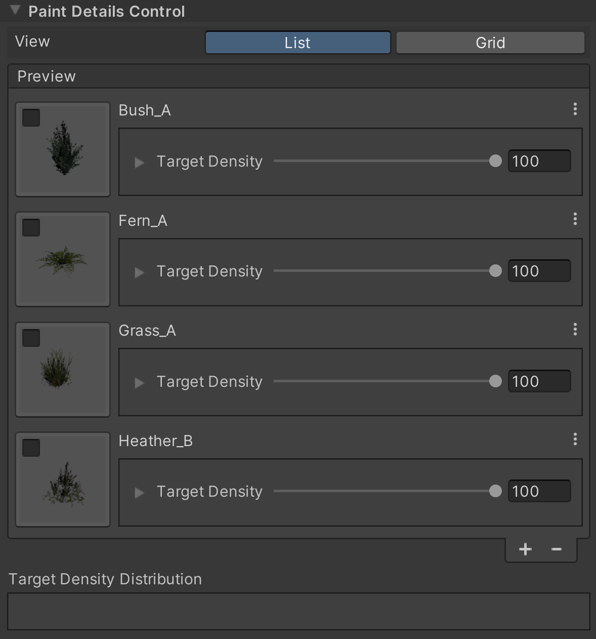 Paint details controls section in the Inspector