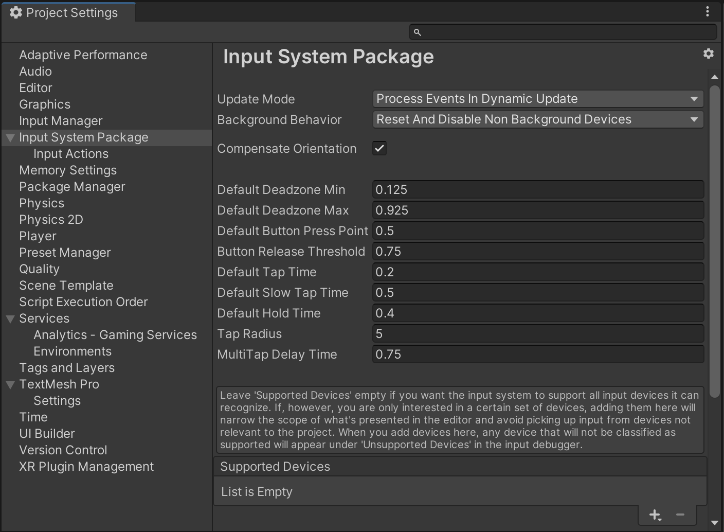 Input Settings