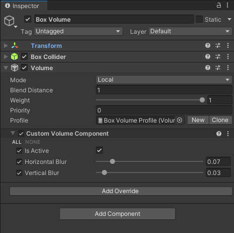 Box Volume properties